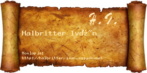 Halbritter Iván névjegykártya